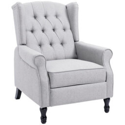 Homcom Manual Reclining Armchair Recliner With Footrest Grey - thumbnail 2