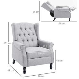 Homcom Manual Reclining Armchair Recliner With Footrest Grey - thumbnail 3