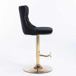 HomeTouch Set Of 6 Luxury Black Velvet Adjustable Swivel Bar Stools With Gold Base - thumbnail 6
