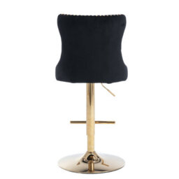 HomeTouch Set Of 6 Luxury Black Velvet Adjustable Swivel Bar Stools With Gold Base - thumbnail 7