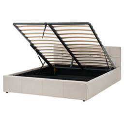 Beliani Ottoman Bed Lauresses Fabric Taupe 160 X 200 Cm (Eu King Size) - thumbnail 1