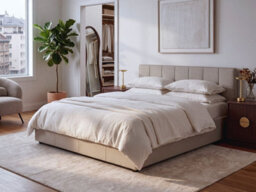 Beliani Ottoman Bed Lauresses Fabric Taupe 160 X 200 Cm (Eu King Size) - thumbnail 2