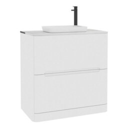 Royal Bathrooms Venice 800mm Gloss White Freestanding Bathroom Countertop Vanity Unit 2 Drawer With Qubix Basin - thumbnail 7