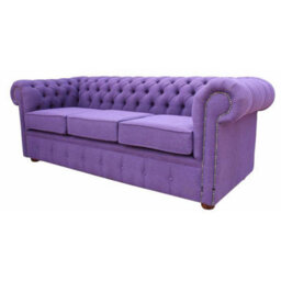 Chesterfield Handmade 3 Seater Sofa Settee Verity Plain Purple Fabric In Classic Style - thumbnail 3