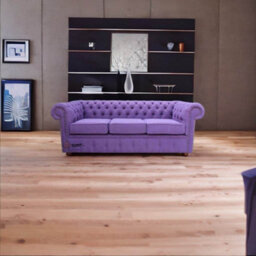 Chesterfield Handmade 3 Seater Sofa Settee Verity Plain Purple Fabric In Classic Style - thumbnail 4