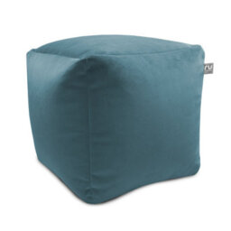 rucomfy Beanbags Rucomfy Velvet Cube Bean Bag Pouffe - Teal Soft Stylish Comfortable Footstool - thumbnail 2