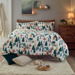 Deyongs Winter Walk Printed Fleece Sherpa Duvet Cover Set - King - thumbnail 1