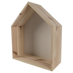 Woodeedoo House Shaped Wooden Wall Display Shelf With White Back Panel For Kids Bedroom  Hallway Ornament Décor 27 X 12 X 32 Cm - thumbnail 3