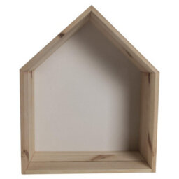 Woodeedoo House Shaped Wooden Wall Display Shelf With White Back Panel For Kids Bedroom  Hallway Ornament Décor 27 X 12 X 32 Cm - thumbnail 2