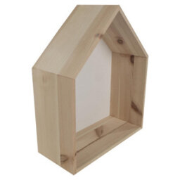 Woodeedoo House Shaped Wooden Wall Display Shelf With White Back Panel For Kids Bedroom  Hallway Ornament Décor 27 X 12 X 32 Cm - thumbnail 5