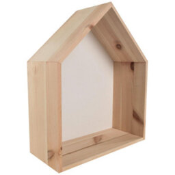 Woodeedoo House Shaped Wooden Wall Display Shelf With White Back Panel For Kids Bedroom  Hallway Ornament Décor 27 X 12 X 32 Cm - thumbnail 6