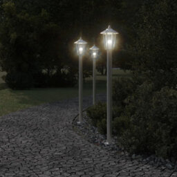 Outdoor Floor Lamp Silver 120 Cm Stainless Steel - thumbnail 3
