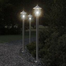 Outdoor Floor Lamp Silver 120 Cm Stainless Steel