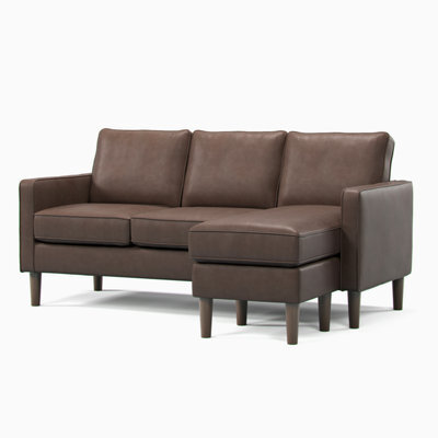 Furnishings For Less UK Bexhill Brown Faux Leather Reversible L Shaped 3 Seater Corner Sofa - image 1