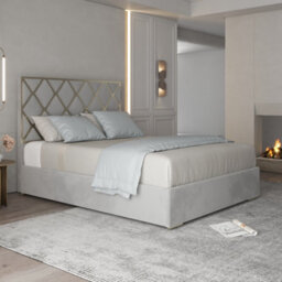 Repose Upholstered Soft Velvet Metal Designer Bed Frame - thumbnail 2