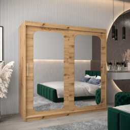 Arte Uppsala T3 Sliding Door Wardrobe 200Cm In Oak Artisan - Mirrored Wardrobe With Inviting Woodgrain - thumbnail 1