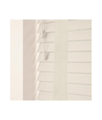 50mm Slat Cream Real Wood Venetian Blind With Tapes 120Cm Drop 110Cm Wide - image 1