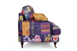 1 Seater Sofa Chair In Purple Patchwork Fabric - thumbnail 4