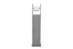 Spot On Dealz Wooden Toilet Roll Holder Cupboard Cabinet Free Standing Bathroom Paper Storage With Shelf Grey  - thumbnail 3