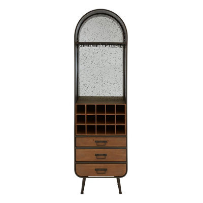 Orsina Industrial Bar Cabinet, Ample Storage Wooden Shelves, Durable Wine Storage Tall Bar Unit, Wooden Cabinet - image 1