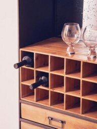 Orsina Industrial Bar Cabinet, Ample Storage Wooden Shelves, Durable Wine Storage Tall Bar Unit, Wooden Cabinet - thumbnail 8