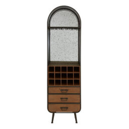 Orsina Industrial Bar Cabinet, Ample Storage Wooden Shelves, Durable Wine Storage Tall Bar Unit, Wooden Cabinet - thumbnail 1