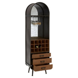 Orsina Industrial Bar Cabinet, Ample Storage Wooden Shelves, Durable Wine Storage Tall Bar Unit, Wooden Cabinet - thumbnail 5