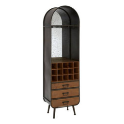 Orsina Industrial Bar Cabinet, Ample Storage Wooden Shelves, Durable Wine Storage Tall Bar Unit, Wooden Cabinet - thumbnail 2