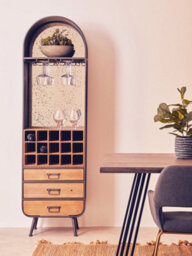 Orsina Industrial Bar Cabinet, Ample Storage Wooden Shelves, Durable Wine Storage Tall Bar Unit, Wooden Cabinet - thumbnail 7