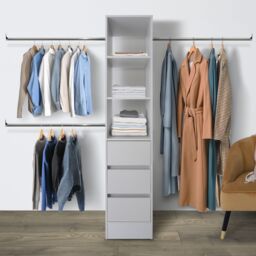 Spacepro Modular Dove Grey 3 Drawer Tower Unit (H)2100mm (W)450mm (D)500mm - thumbnail 2