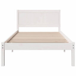 Berkfield Modern White Pine Bed Frame White Solid Pine Wood Single White Bed Frame - thumbnail 5