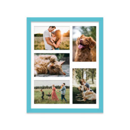 14X11 Inch 5 Opening Photo Collage Frame, Display Five 6X4 Inch Photos, Multi Aperture Family Picture Frame, Turquoise