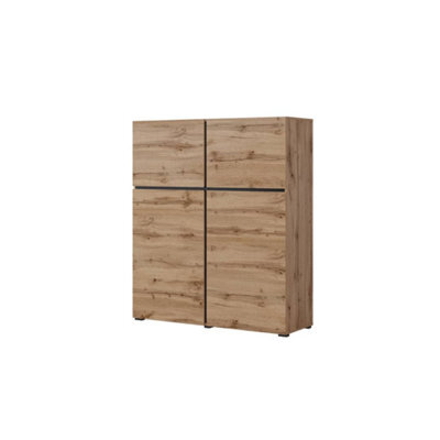 Arte Kross 76 Highboard Cabinet In Oak Wotan - W1190mm H1390mm D400mm, Timeless Storage - image 1