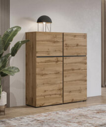 Arte Kross 76 Highboard Cabinet In Oak Wotan - W1190mm H1390mm D400mm, Timeless Storage - thumbnail 6