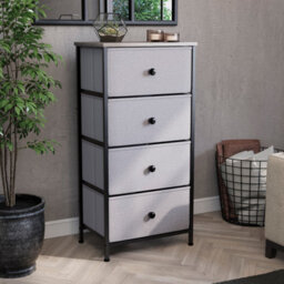 Lassic Vida Designs Chorley 4 Drawer Fabric Ukfr Chest Of Drawers, Beige & Grey Wood