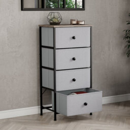 Lassic Vida Designs Chorley 4 Drawer Fabric Ukfr Chest Of Drawers, Beige & Grey Wood - thumbnail 2