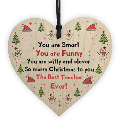 Red Ocean Handmade Teacher Gift For Christmas Wooden Heart Thank You Gift For Nursery Teacher - image 1