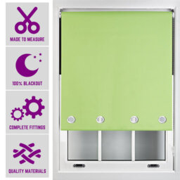 Furnished Made To Measure Blackout Roller Blinds With Big Round Eyelets - Lime Green Blind (W)180Cm (L)210Cm
