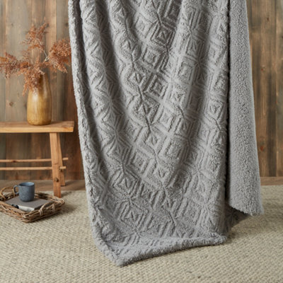Fusion Romo Grey Super Soft Fleece & Sherpa Throw - image 1