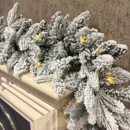 Outdoor Living (NW) Ltd 270Cm Premium Mixed Branch Pre-Lit Snow Filled Christmas Garland - With Timer - thumbnail 5
