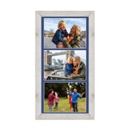 AK Frames 16X8 White Rustic Modern Multi Photo Frame With Blue Mount - Holds 3 Apertures (3X) 7X5 Photos - thumbnail 1