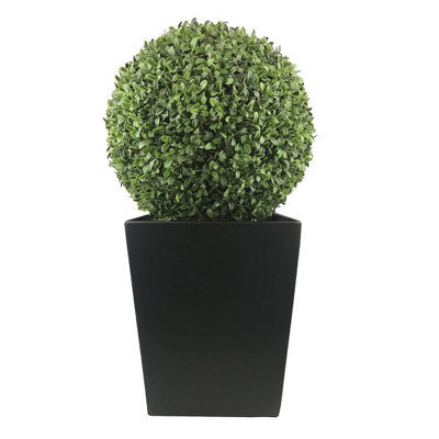 GreenBrokers 40Cm Boxwood Topiary Ball In Black Tin Planter (72Cm)