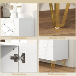Storage Cabinet, Sideboard With Adjustable Shelves, White - thumbnail 5