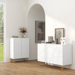 Storage Cabinet, Sideboard With Adjustable Shelves, White - thumbnail 2