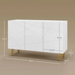 Storage Cabinet, Sideboard With Adjustable Shelves, White - thumbnail 3