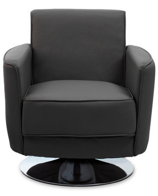 Orsina Grey Leather Effect Arm Chair, Leather Living Room Chair With Chrome Base, Upholstered Dining Chair - image 1