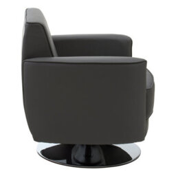 Orsina Grey Leather Effect Arm Chair, Leather Living Room Chair With Chrome Base, Upholstered Dining Chair - thumbnail 3