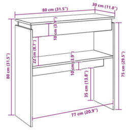 Vidaxl Console Table Concrete Grey 80X30X80 Cm Engineered Wood Console Tables - thumbnail 3