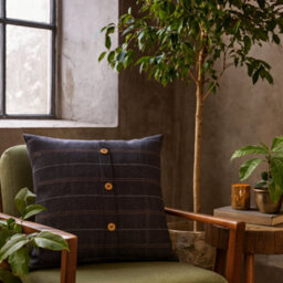 Wyld Haus Set Of 2 Quimper Pewter Wool Cushion Covers 450 X 450 mm With Button Detail - thumbnail 1