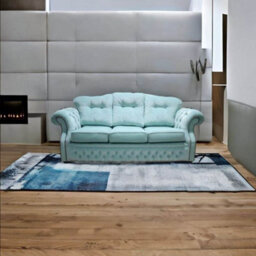 Chesterfield Traditional 3 Seater Sofa Pimlico Aqua Blue Fabric In Era Style - thumbnail 2